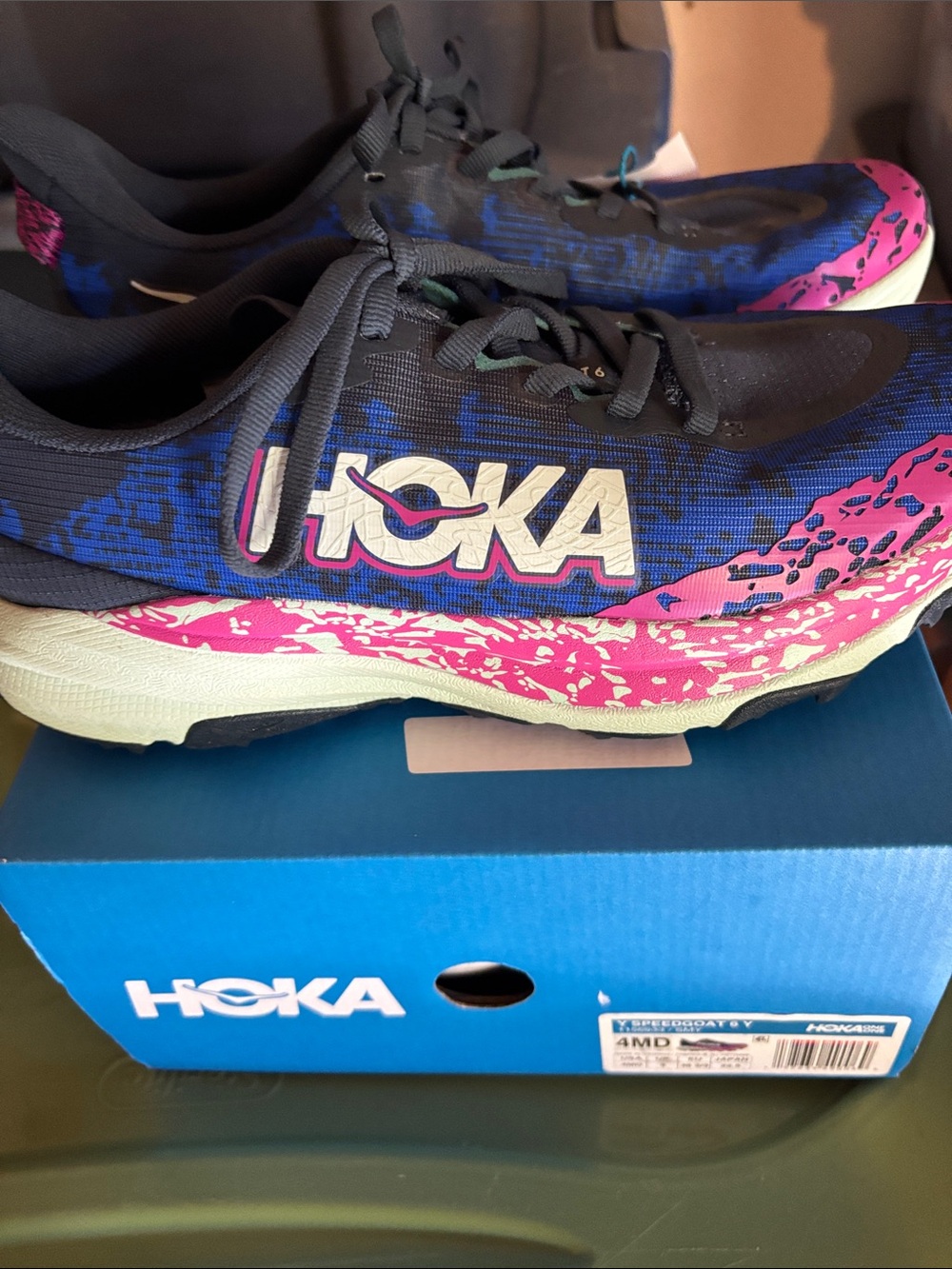Hoka Kids Navy Blue & Pink Trail Sneakers
